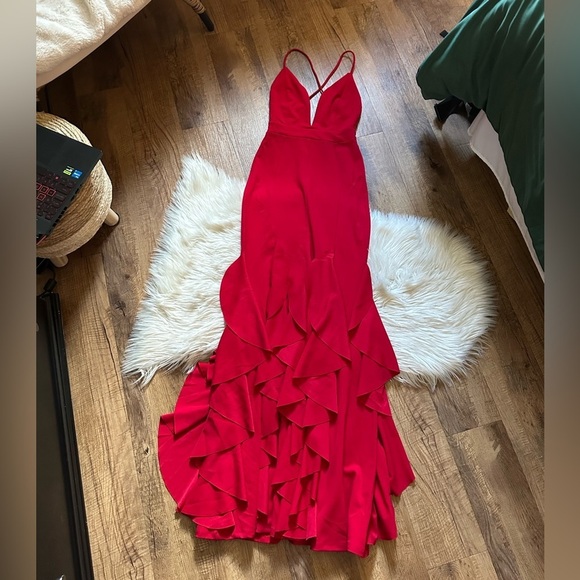 FASHION NOVA Looking At You Ruffle Maxi Dress In Red - Picture 3 of 7
